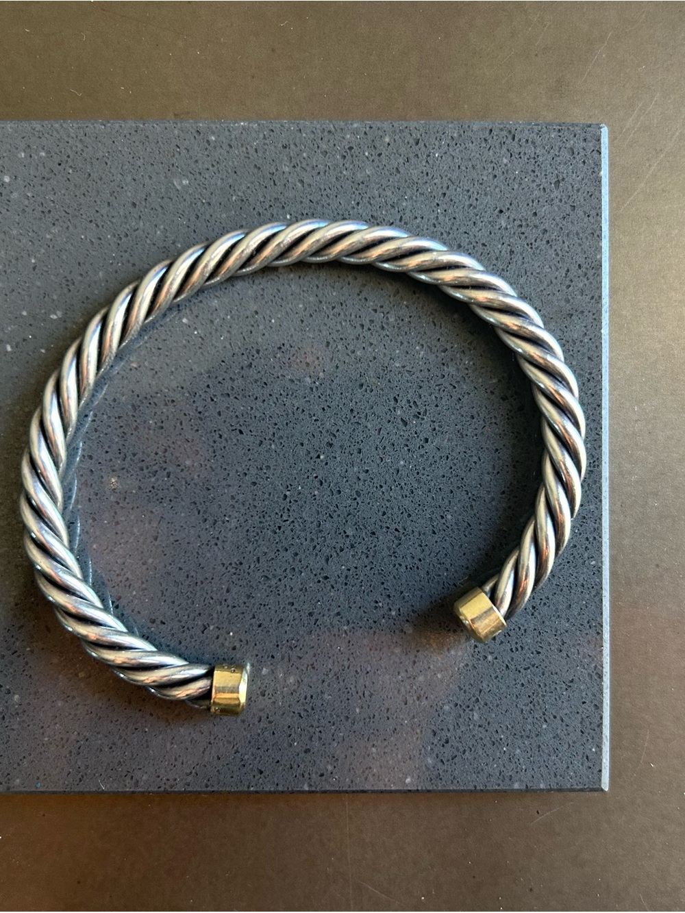David Yurman Two-Tone Cable Cuff Bracelet - Silver and Gold